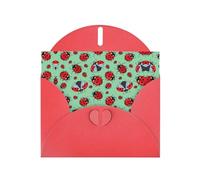 Pearl Paper Red Ladybugs On A Blue Background Printed Greeting Card With Envelope,Blank Inside For Birthday,Christmas, All Occasions,6x4 Inch
