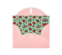 Pearl Paper Red Ladybugs On A Blue Background Printed Greeting Card With Envelope,Blank Inside For Birthday,Christmas, All Occasions,6x4 Inch