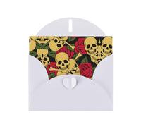 Pearl Paper Rose And Skull Printed Greeting Card With Envelope,Blank Inside For Birthday,Christmas, All Occasions,6x4 Inch