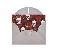 Pearl Paper Rose Skull Printed Greeting Card With Envelope,Blank Inside For Birthday,Christmas, All Occasions,6x4 Inch