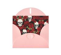 Pearl Paper Rose Skull Printed Greeting Card With Envelope,Blank Inside For Birthday,Christmas, All Occasions,6x4 Inch