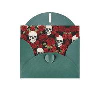 Pearl Paper Rose Skull Printed Greeting Card With Envelope,Blank Inside For Birthday,Christmas, All Occasions,6x4 Inch