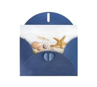 Pearl Paper Seashells Starfish On Beach Printed Greeting Card With Envelope,Blank Inside For Birthday,Christmas, All Occasions,6x4 Inch