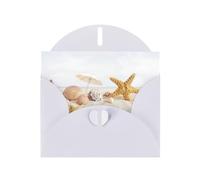 Pearl Paper Seashells Starfish On Beach Printed Greeting Card With Envelope,Blank Inside For Birthday,Christmas, All Occasions,6x4 Inch