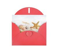 Pearl Paper Seashells Starfish On Beach Printed Greeting Card With Envelope,Blank Inside For Birthday,Christmas, All Occasions,6x4 Inch
