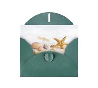 Pearl Paper Seashells Starfish On Beach Printed Greeting Card With Envelope,Blank Inside For Birthday,Christmas, All Occasions,6x4 Inch