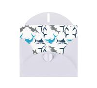 Pearl Paper Sharks Printed Greeting Card With Envelope,Blank Inside For Birthday,Christmas, All Occasions,6x4 Inch