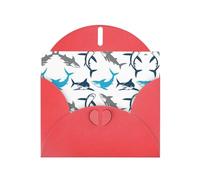Pearl Paper Sharks Printed Greeting Card With Envelope,Blank Inside For Birthday,Christmas, All Occasions,6x4 Inch