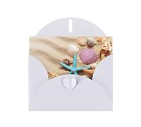 Pearl Paper Shells On The Beach Printed Greeting Card With Envelope,Blank Inside For Birthday,Christmas, All Occasions,6x4 Inch