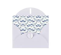 Pearl Paper Small Blue Whale Swimming Printed Greeting Card With Envelope,Blank Inside For Birthday,Christmas, All Occasions,6x4 Inch