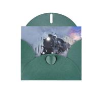 Pearl Paper Steam Train Depart Sunset Printed Greeting Card With Envelope,Blank Inside For Birthday,Christmas, All Occasions,6x4 Inch