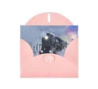 Pearl Paper Steam Train Depart Sunset Printed Greeting Card With Envelope,Blank Inside For Birthday,Christmas, All Occasions,6x4 Inch