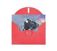 Pearl Paper Steam Train Depart Sunset Printed Greeting Card With Envelope,Blank Inside For Birthday,Christmas, All Occasions,6x4 Inch