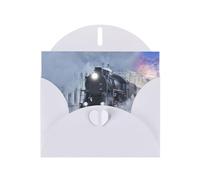 Pearl Paper Steam Train Depart Sunset Printed Greeting Card With Envelope,Blank Inside For Birthday,Christmas, All Occasions,6x4 Inch
