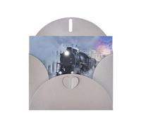 Pearl Paper Steam Train Depart Sunset Printed Greeting Card With Envelope,Blank Inside For Birthday,Christmas, All Occasions,6x4 Inch