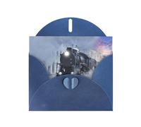 Pearl Paper Steam Train Depart Sunset Printed Greeting Card With Envelope,Blank Inside For Birthday,Christmas, All Occasions,6x4 Inch