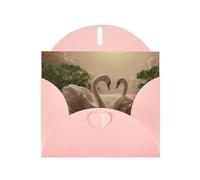Pearl Paper Swan Green Leaves Printed Greeting Card With Envelope,Blank Inside For Birthday,Christmas, All Occasions,6x4 Inch