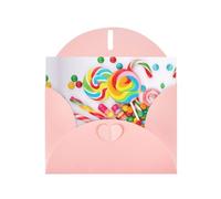 Pearl Paper Sweet Candy Backdrop Printed Greeting Card With Envelope,Blank Inside For Birthday,Christmas, All Occasions,6x4 Inch