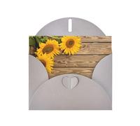 Pearl Paper Three Sunflowers On Wooden Printed Greeting Card With Envelope,Blank Inside For Birthday,Christmas, All Occasions,6x4 Inch