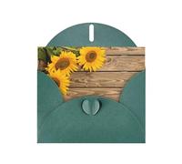Pearl Paper Three Sunflowers On Wooden Printed Greeting Card With Envelope,Blank Inside For Birthday,Christmas, All Occasions,6x4 Inch