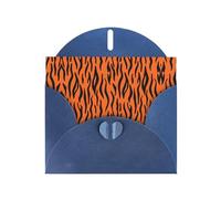 Pearl Paper Tiger Stripes Orange Pattern Printed Greeting Card With Envelope,Blank Inside For Birthday,Christmas, All Occasions,6x4 Inch