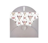 Pearl Paper Tribal Bull Skull On White Printed Greeting Card With Envelope,Blank Inside For Birthday,Christmas, All Occasions,6x4 Inch