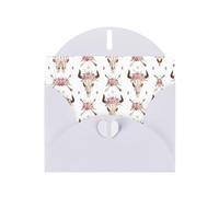 Pearl Paper Tribal Bull Skull On White Printed Greeting Card With Envelope,Blank Inside For Birthday,Christmas, All Occasions,6x4 Inch