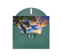Pearl Paper Tropical Hawaii Palm Tree Ocean Sea Sunset Printed Greeting Card With Envelope,Blank Inside For Birthday,Christmas, All Occasions,6x4 Inch