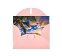 Pearl Paper Tropical Hawaii Palm Tree Ocean Sea Sunset Printed Greeting Card With Envelope,Blank Inside For Birthday,Christmas, All Occasions,6x4 Inch