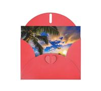 Pearl Paper Tropical Hawaii Palm Tree Ocean Sea Sunset Printed Greeting Card With Envelope,Blank Inside For Birthday,Christmas, All Occasions,6x4 Inch