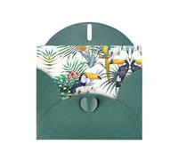 Pearl Paper Tropical Leaves Bird Printed Greeting Card With Envelope,Blank Inside For Birthday,Christmas, All Occasions,6x4 Inch