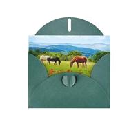 Pearl Paper Various Kinds Of Horses Printed Greeting Card With Envelope,Blank Inside For Birthday,Christmas, All Occasions,6x4 Inch