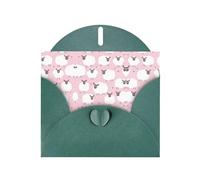Pearl Paper White Sheep On Pink Background Printed Greeting Card With Envelope,Blank Inside For Birthday,Christmas, All Occasions,6x4 Inch