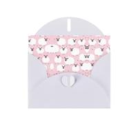 Pearl Paper White Sheep On Pink Background Printed Greeting Card With Envelope,Blank Inside For Birthday,Christmas, All Occasions,6x4 Inch