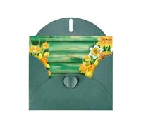 Pearl Paper Yellow Daffodils Flowers Printed Greeting Card With Envelope,Blank Inside For Birthday,Christmas, All Occasions,6x4 Inch