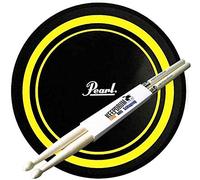 Pearl PDR-08P Drumming Practice Pad 8 Inch, Yellow/Black with Keepdrum Drumsticks