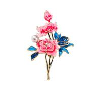 Pearl Peony Flower Brooch Pin Enamel Pins Pearl Flower Badge Corsage for Women Fashion Brooches Dress Bag Accessories Pins Jewelry Gift