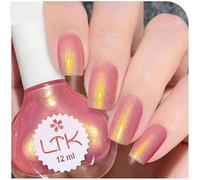 Pearl Pink Glitter Quick Dry Vegan Holographic Nail Paint, Mirror Metal Non-Toxic Super Sparkling Color for DIY Christmas Nail Art