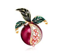 Pearl Pomegranate Brooch Colorful Oil Drip Rhinestone Pearl Pomegranate Corsage Fashion Cute Red Pomegranate Brooch Fruit Brooch Badge Pin Red Fruit Enamel Lapel Pin Women's Clothing Accessories
