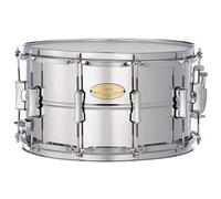 Pearl Primal Snare Collective 14"x8" Steel Snare Drum with Beaded 1mm Shell, Polished Chrome Finish, 2.3mm Triple-Flanged Hoops, Dual Tension lugs, and deluxe strainer.
