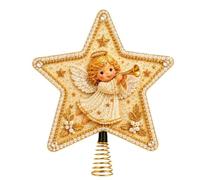 Pearl Rhinestone Art Tree Topper DIY Christmas Star Tree Top Decor | DIY Rhinestone Painting Set for Beginners Adults Artists Hobbyists Home Apartment Workshop Living Room Bedroom Office Angel