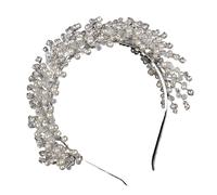 Pearl Rhinestone Bridal Crown Headpieces Crystal Wedding Hair Accessories Jewelry Handmade Women Headdress Tiaras(Silver)