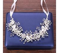 Pearl Rhinestone Flower Headband Women's Wedding Headband Hair Accessories Rhinestone Flower Headband Bridal Headband (Silver 1pc (1pack))