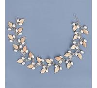 Pearl Rhinestone Headband Women's Wedding Bridal Headband Leaf Flower Headband Hair Decoration (Light Gold 1pc (1pack))