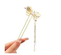 Pearl Rhinestone High-end U-shaped Tassel Hairpin New Chinese Style Bow Headband Headpiece Coiled Hair Accessory(Color 03)
