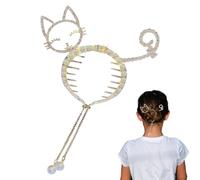 Pearl Rhinestone Tassel Ponytail Hair Clips - Long Tassel Hair Claw Clips, Jewelry Ponytail Hair Cuff | Cartoon Buckle Hairpin for Mom, Girls, Women