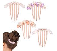 Pearl Rhinestones Hair Accessories 4 Pieces Sparkly Crystals Butterfly Flower Hair Pin Hairs Fork Clips for Updo Buns Luxury Glitter Sparkly Jewelry Gems Decorative Metal Hairs Side Combs with Teeth