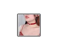 Pearl Rose Flower Choker Necklace Velvet Heart Camellia Faux Pearl Love Collar Chain Jewelry for Women & Girls (Red Heart)