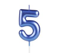 Pearl RoyalBlue 5th Birthday Number Candle, Shiny Blue Number 5 Cake Candle, Dark Blue Birthday Cake Topper Cupcake Girl Boy, Wedding Anniversary Decoration
