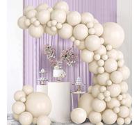 Pearl Sand White Balloons Garland Arch Kit, 50pcs Double-Stuffed Lvory Balloon Garland, Pearl White Sand Balloon Lvory Beige Balloons for Wedding Engagement Baby Shower Boho Birthday Party Decor